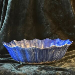 Handcrafted Blue Ceramic Decorative Bowl - Home Art